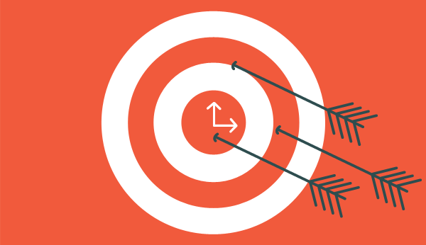 Illustration of a target sign with time markers at the center and three missed arrows surrounding it, representing how to estimate time with accuracy.