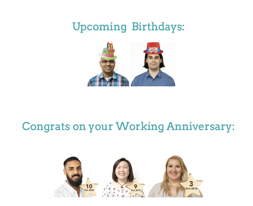 upcoming birthdays and work anniversaries