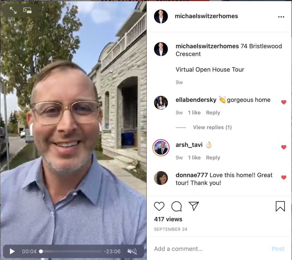 Give a live tour of your property using Instagram Live. 