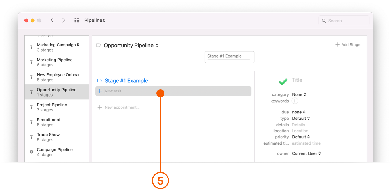 Pipelines Preferences window selecting New Task