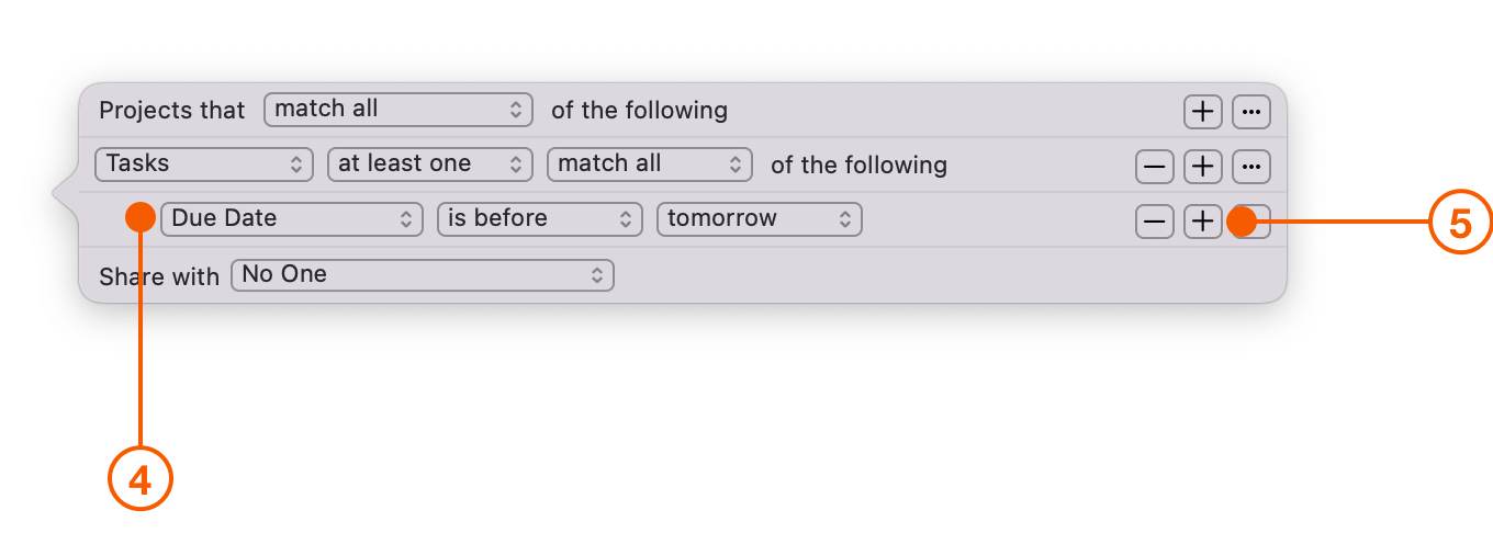 Filter menu selecting Due Date